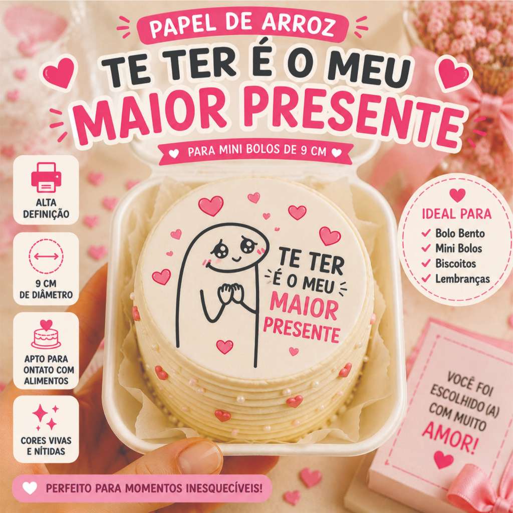 Papel de arroz Flork Meme Convite Bolo Bentô Bento Cake Madrinha