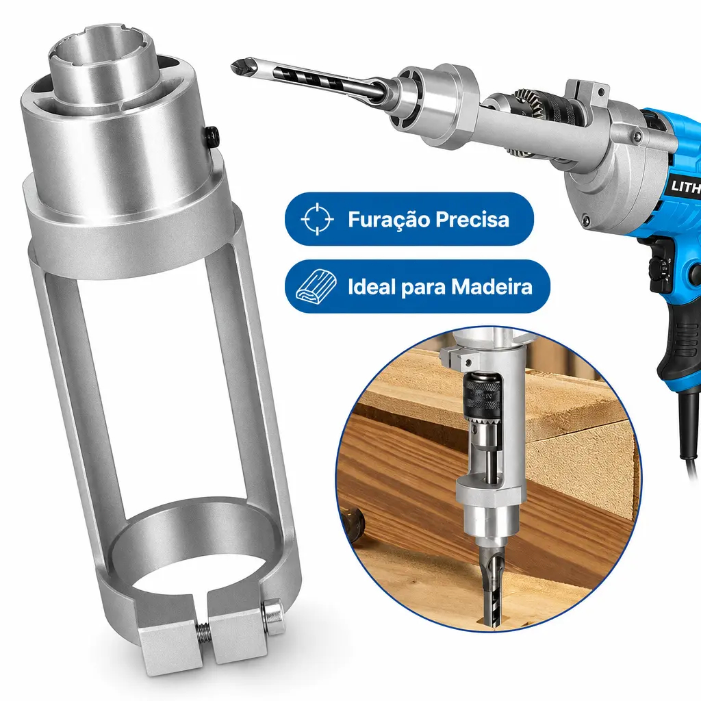 Adaptador de Broca Quadrada, Suporte de Alumínio Premium,para ferramenta de fabricação de móveis