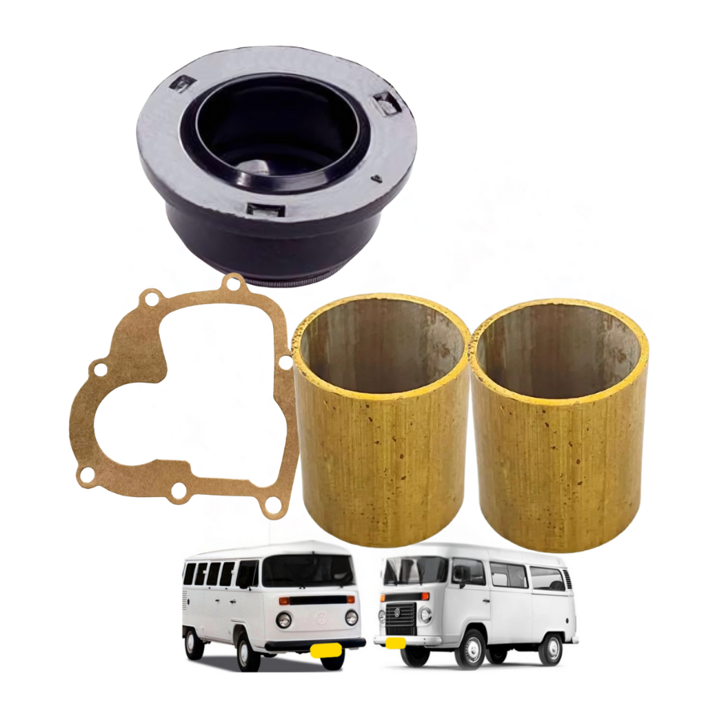 Kit Reparo Retentor + Buchas e Junta Tampa Trambulador Cambio Fusca após 1983 - Kombi após 1983