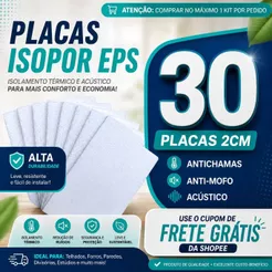 KIT 30 PLACAS DE ISOPOR EPS - PARA FORROS, TETOS E PAREDE ANTICHAMAS E PROTEGE CONTRA UMIDADE