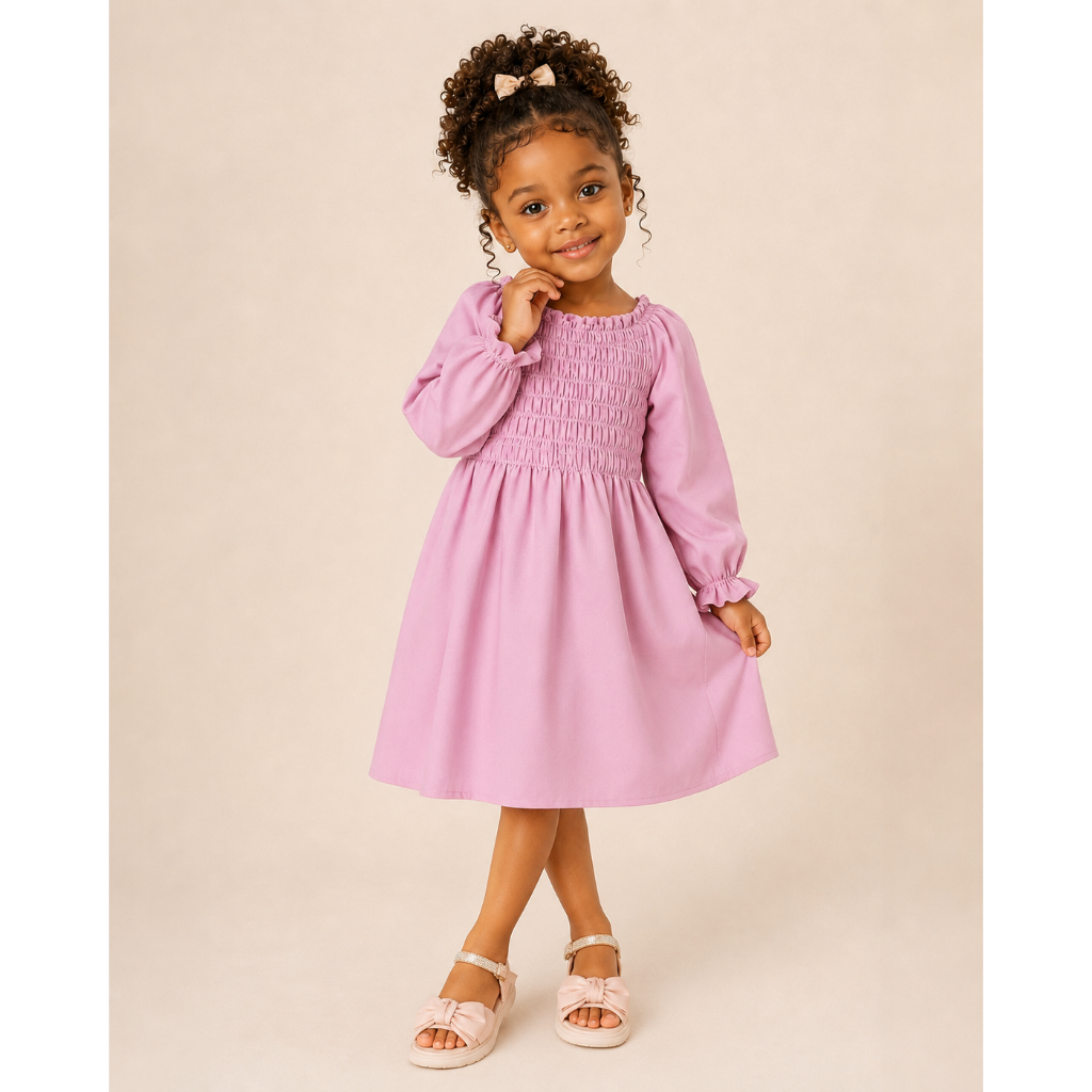 Vestido Infantil Manga Longa com Busto Lastex – Modelo Princesinha para Festas e Ocasiões Especiais