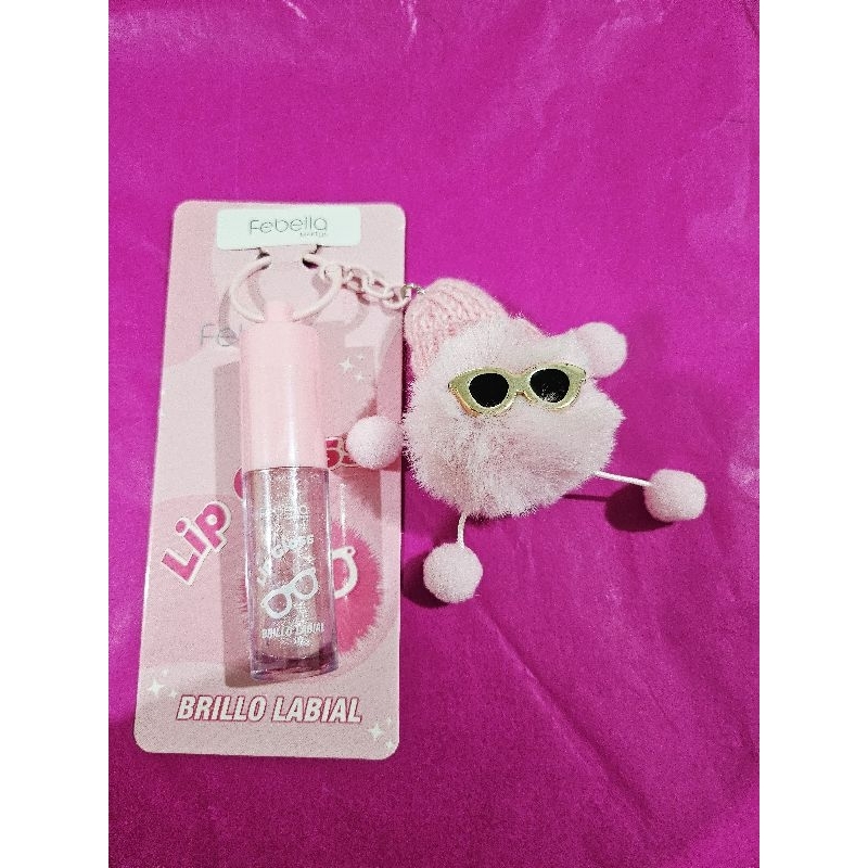 Lip Gloss com chaveiro de gorro e óculos