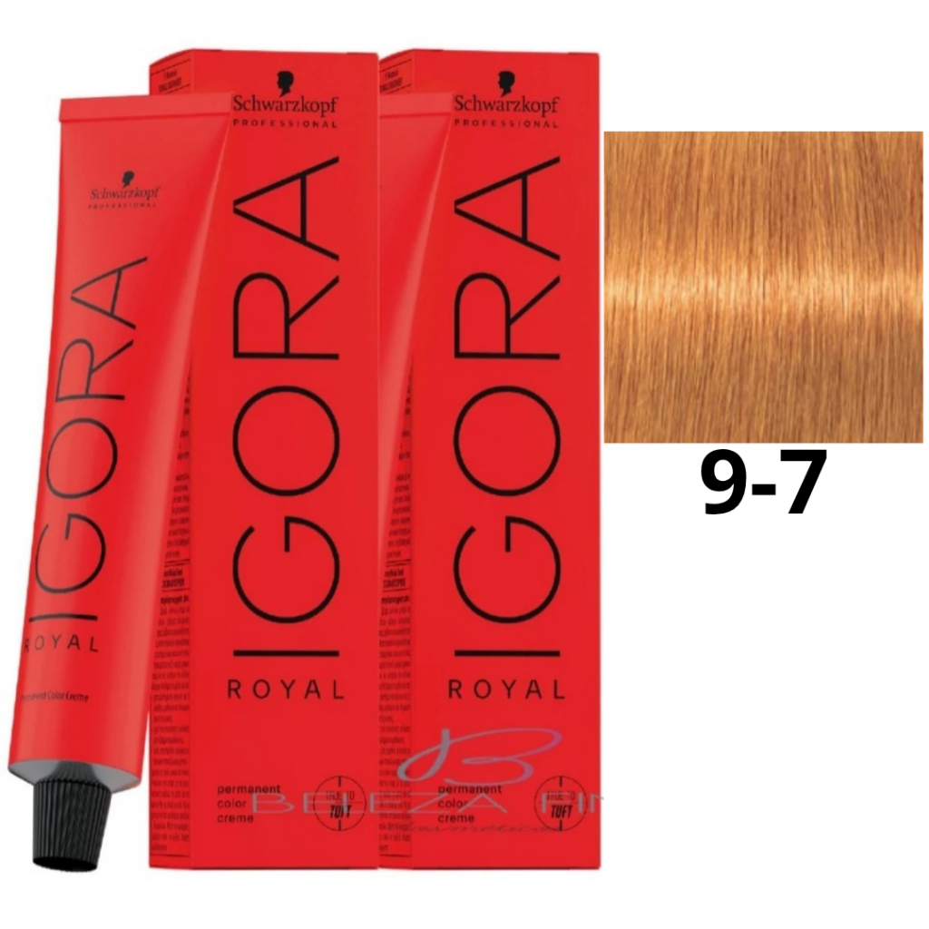 2 Colorações Schwarzkopf Igora Royal Tintura 9-7 60g LOURO EXTRA CLARO COBRE EXTRA