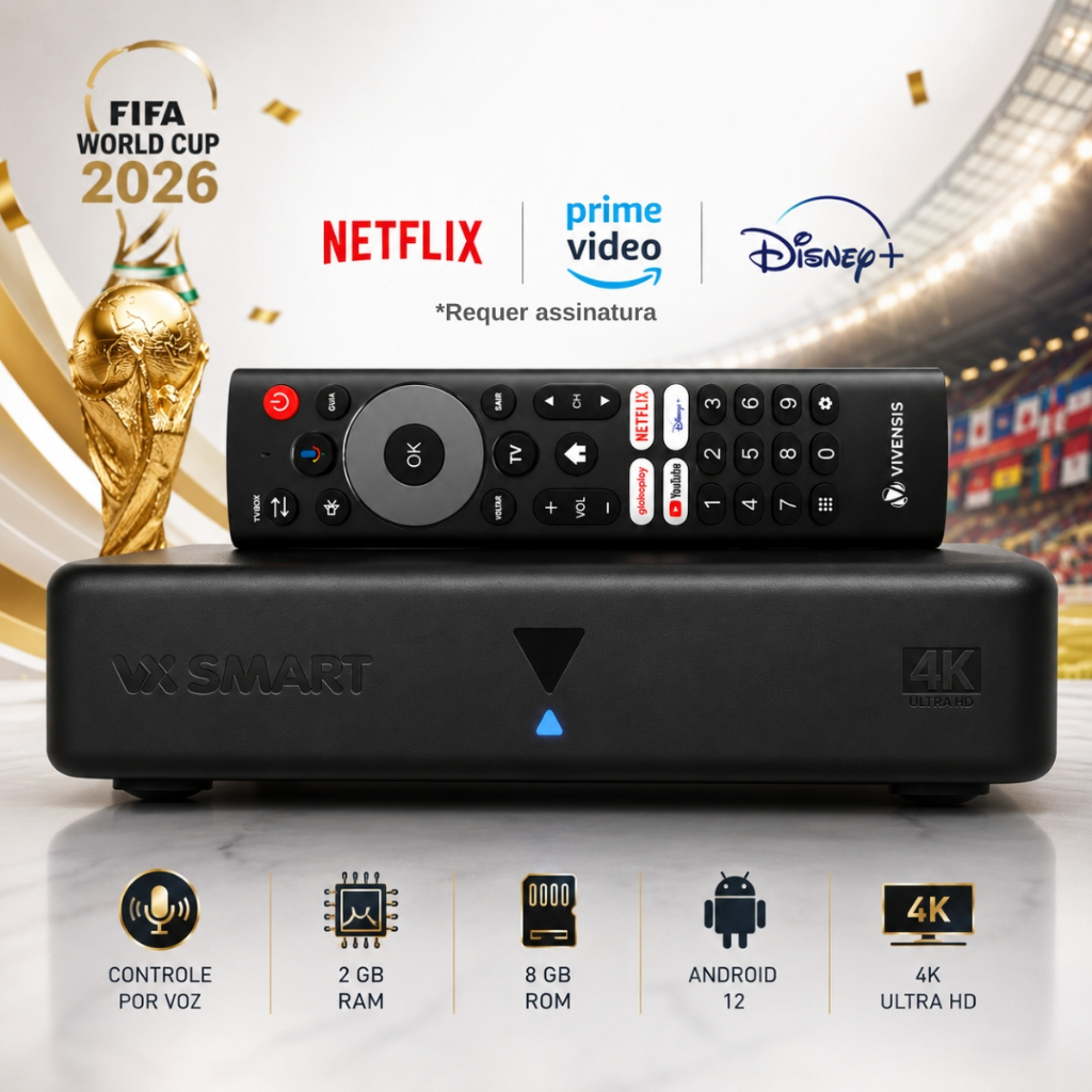 Receptor Vx Smart Vivensis Android Tv Sathd Regional, Sky, 4k