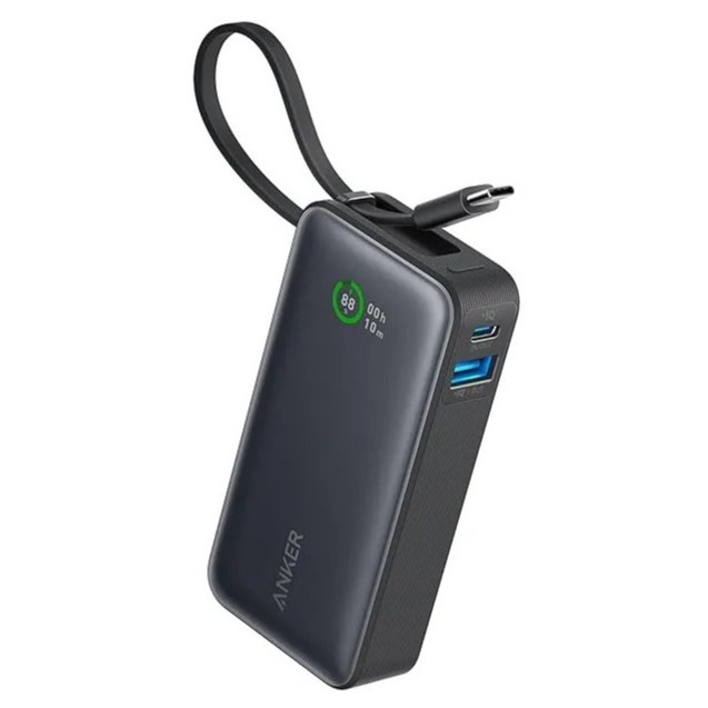 Carregador Portátil Power Bank Anker Nano 10000mah 30w Turbo Com Cabo Usb-c Embutido E Tela Digital Leve E Compacto Orig