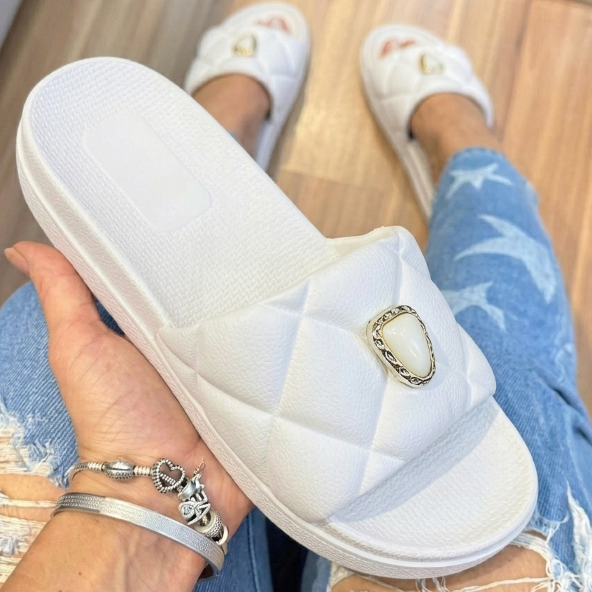 Chinelo Feminino Slide Nuvem Pedraria Sandalia Nuvem Super Leve Macio Confortável Anatômico