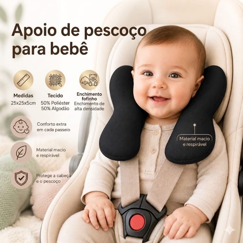Almofada apoio de Pescoço Bebê Conforto, cadeirinha, fofinha Apoio de Cabeça, várias cores