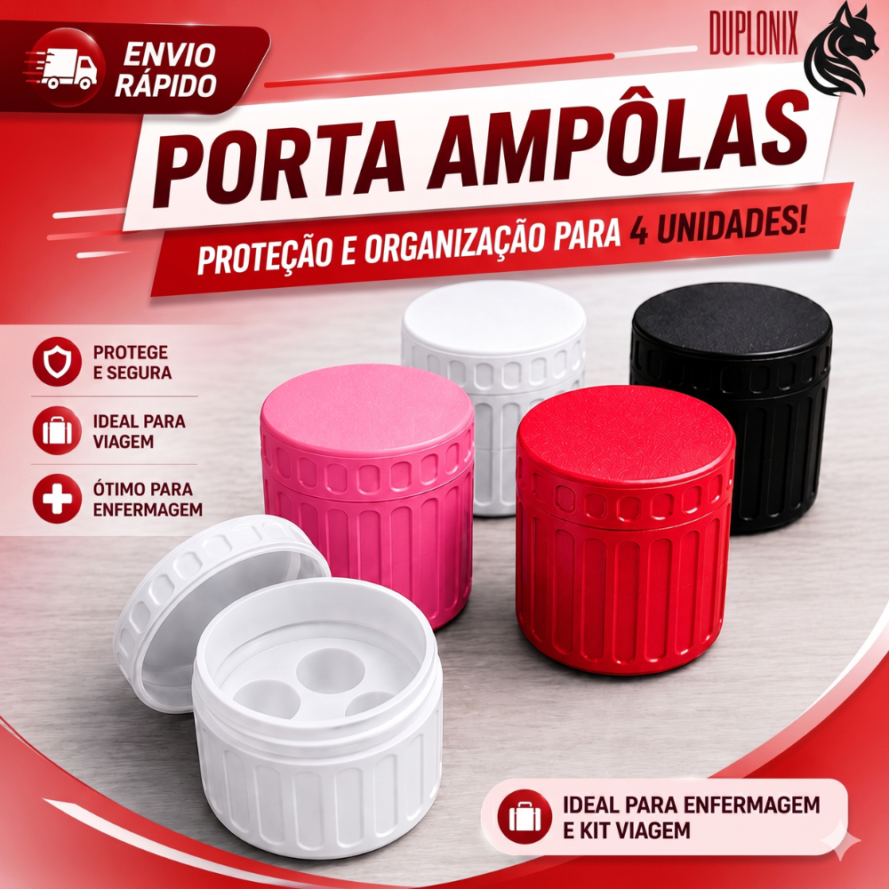 Porta Ampolas Organizador Estojo Case Para Ate 4 Unidades Vacinas Injeções Resistente Rígido
