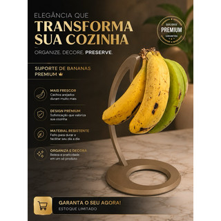 Suporte Pendurador de Banana Fruteira Suspensa Organizador de Cozinha