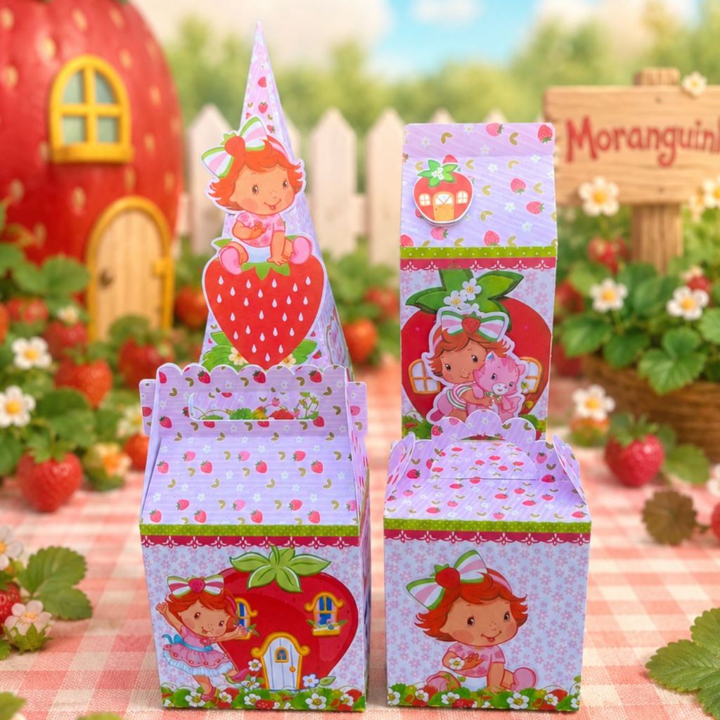 Lembrancinha personalizada Moranguinho Baby caixinha de aniversario Moranguinho Baby decoração de mesa mimos de festa