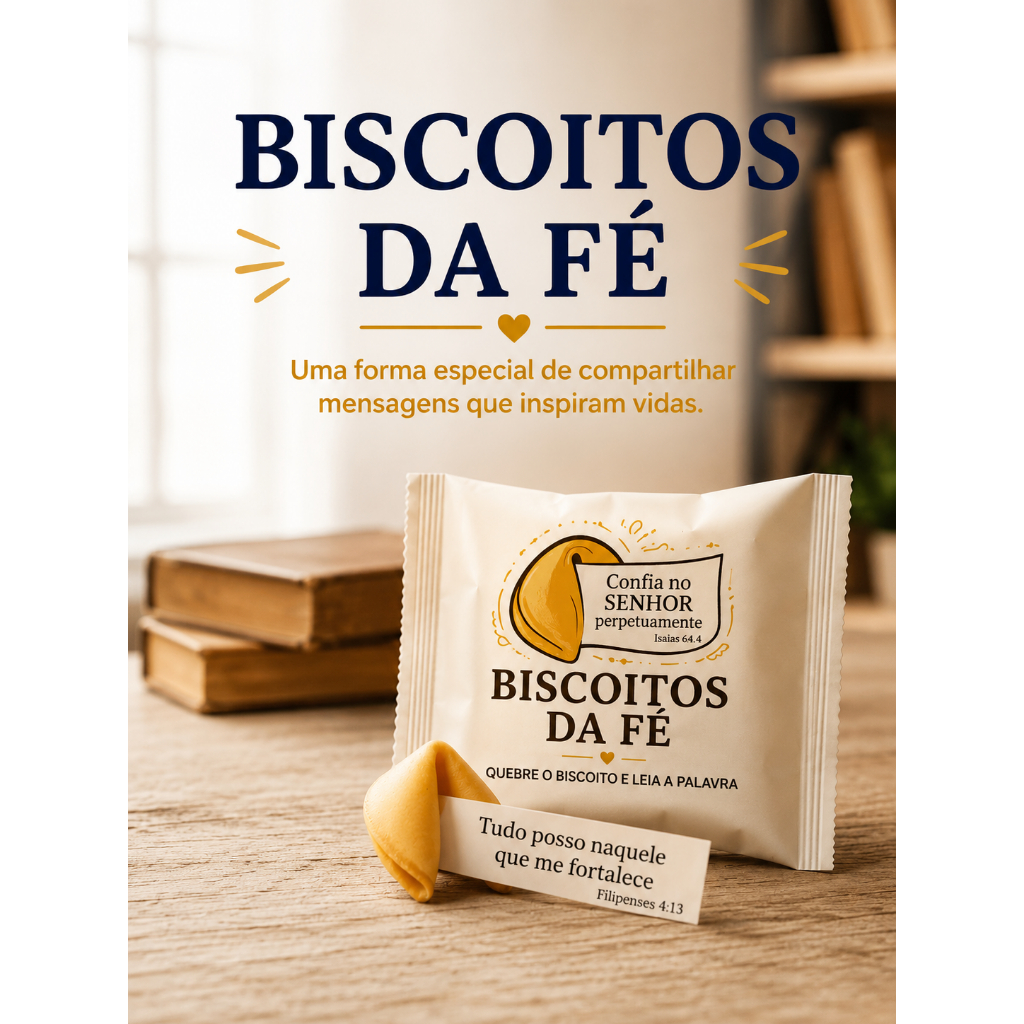 Biscoito da Fé Jesus Cristo Versículos Bíblicos Lembrancinhas para Cultos Eventos Igrejas Brindes