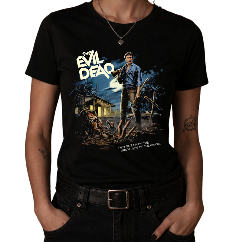 CAMISETA CAMISA DE ALGODÃO UNISSEX CULT RETRÔ VHS CINEMA CLÁSSICO THE EVIL DEAD NOSTALGIA ANOS 80