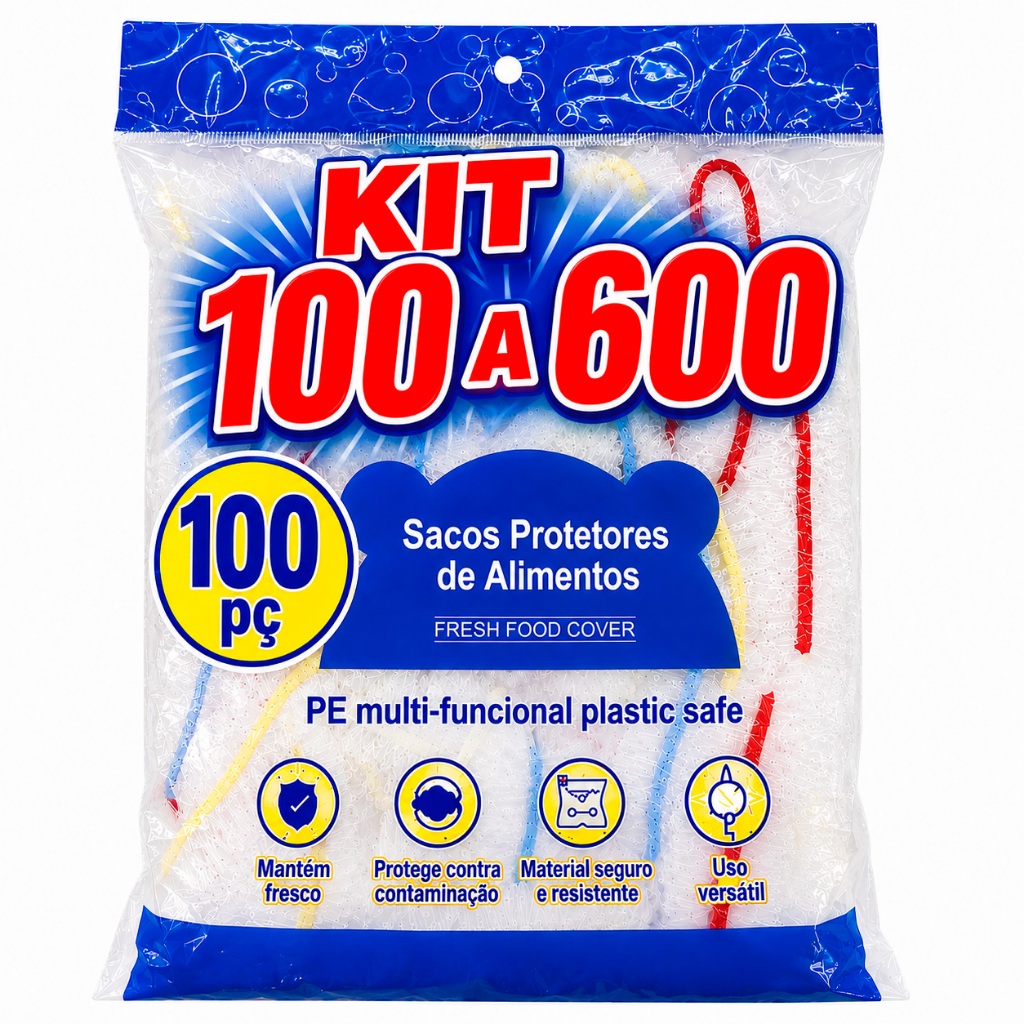 Kit 100 a 300 Tampas Elásticas Plástico Para Alimentos Protetor De Comida Pratos Potes Tigelas