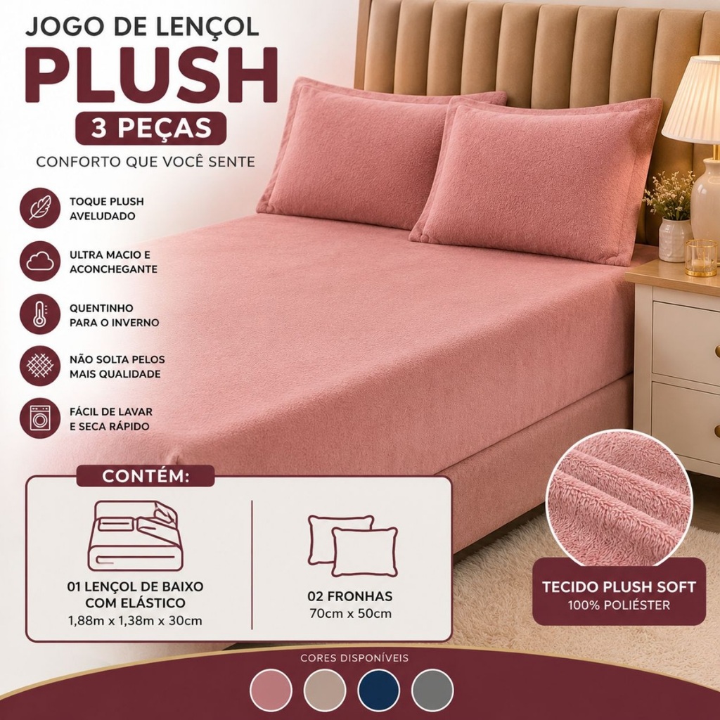 Jogo De Lençol King UltraPlush Manta Soft C/ Elástico Mega Conforto Fleece Padrão Casal