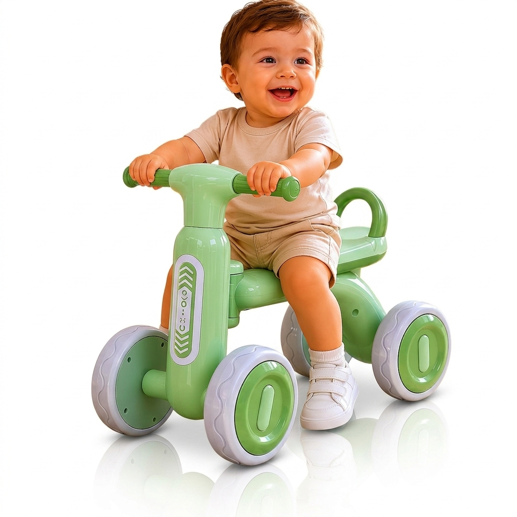 Bicicleta de equilíbrio infantil Motoca/Triciclo/Andador Sem Pedal Com 4 Rodas Bebê 1 Ano