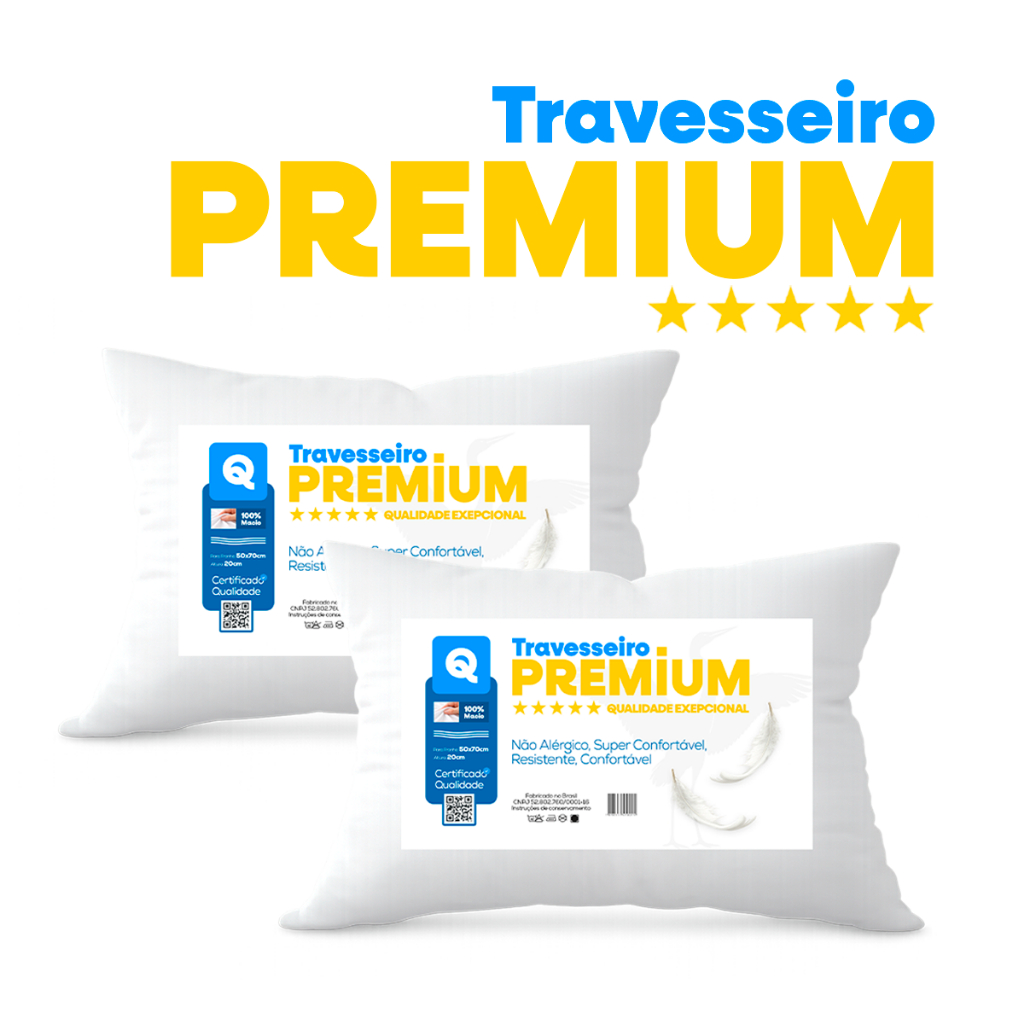 Kit Travesseiro Confortável e Macio Premium Alta Qualidade