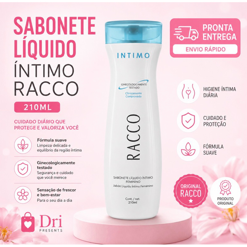 Sabonete Líquido Íntimo Racco 210ml Higiene Feminina Frescor Diário Original ✨