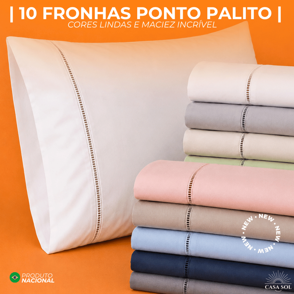 KIT 10 FRONHAS |  PERCAL | 400 FIOS |  70 x 50cm |  FACIL ENCAIXE | PONTO PALITO