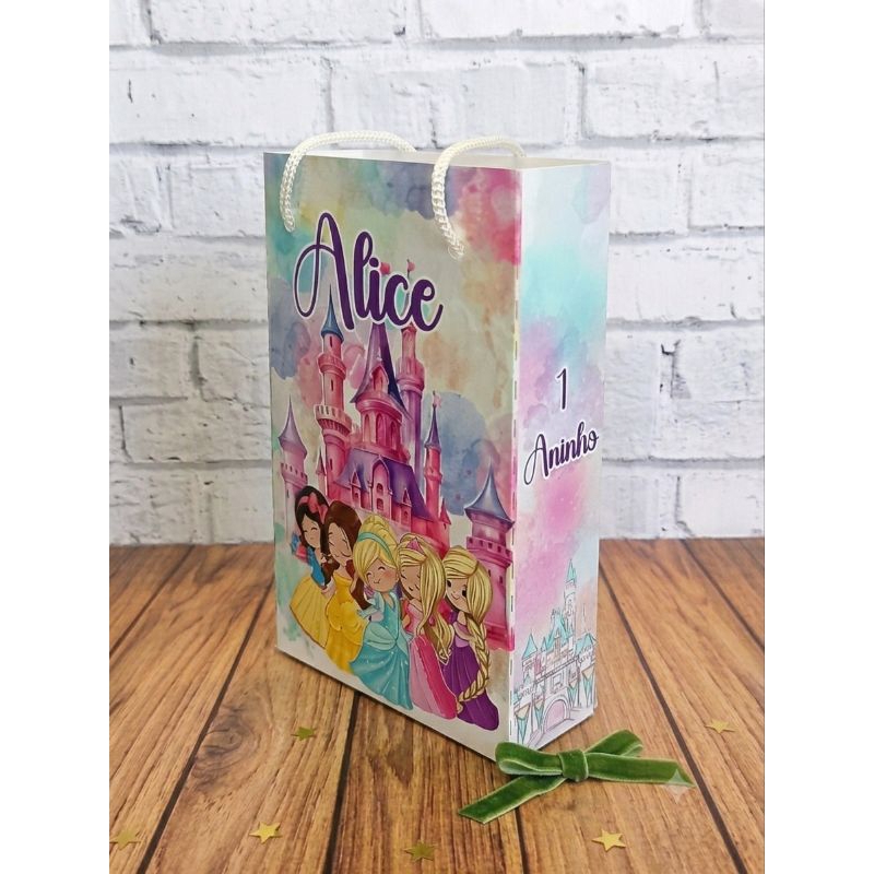 sacolinha personalizada princesas da Disney baby lembrancinha de festa princesas da Disney