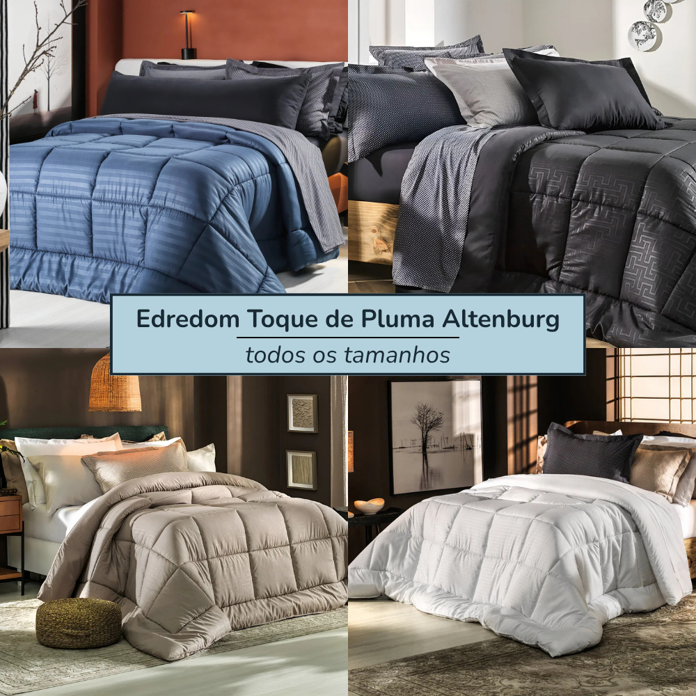 Edredom Toque de Pluma Altenburg Dupla Face Toque Macio Acetinado Solteiro, Casal, Queen e King