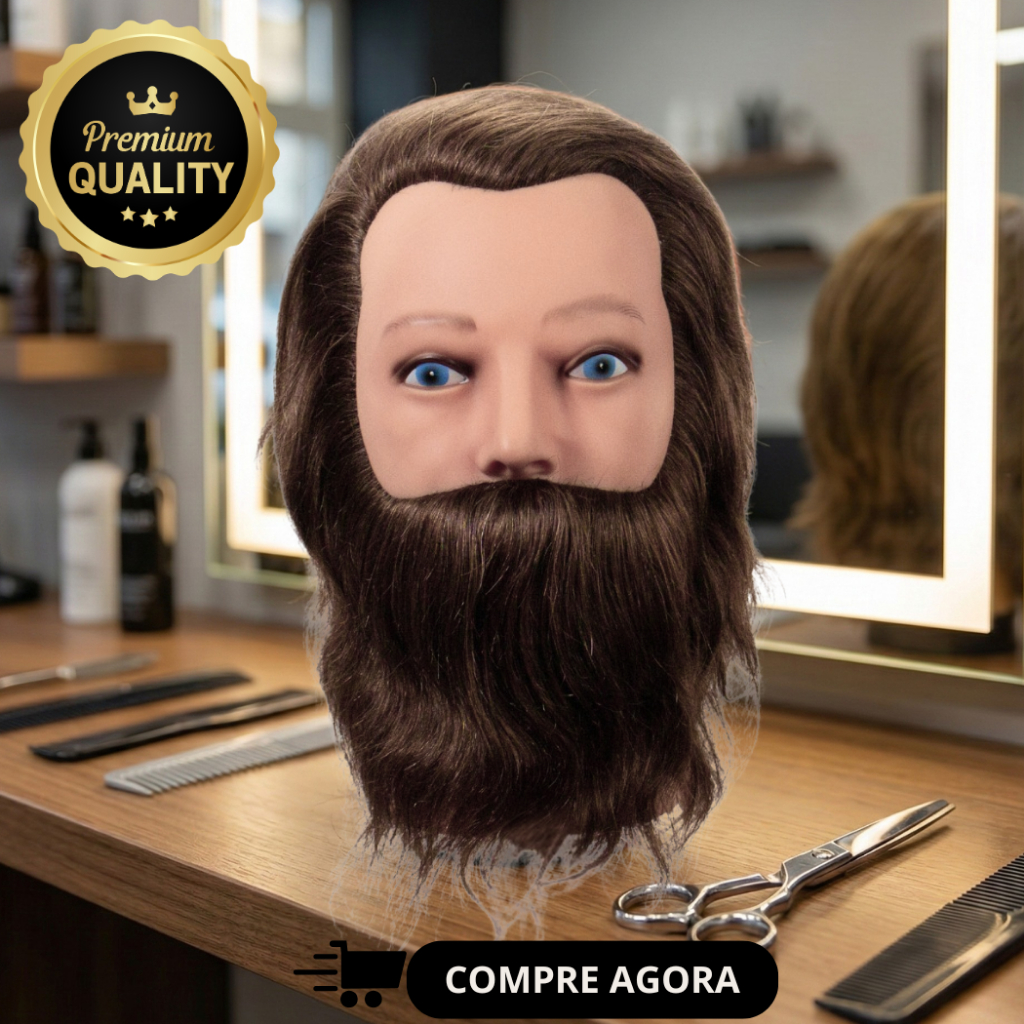 Manequim Cabeça Para Treino Com Barba Masculina Cabelo Humano Barbeiros WorkShop