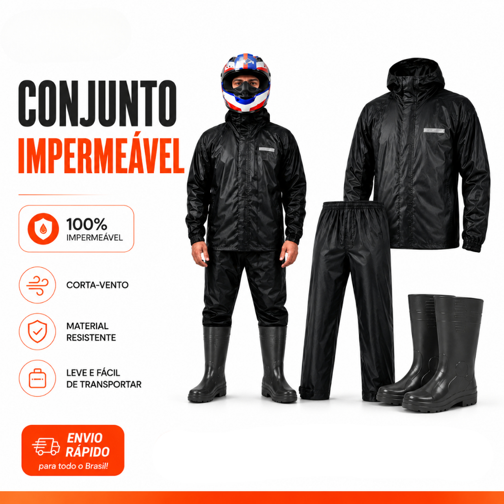 Conjunto Capa de Chuva Moto Emborrachada Impermeável Tamanho XG Flex Motoqueiro Motoboy + Bota de chuva PVC