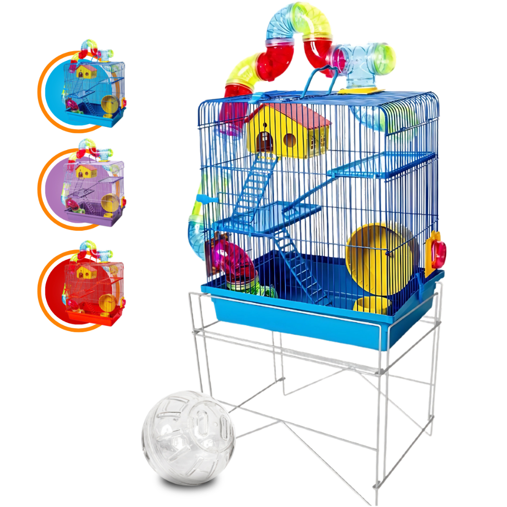 Gaiola De Hamster 3 Andares Com Labirinto Roda De Exercício Suporte Brinquedos Globo Bola
