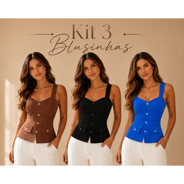 Kit 2 e 3 Blusas Femininas Casual de Alça com Bojo Moda elegante