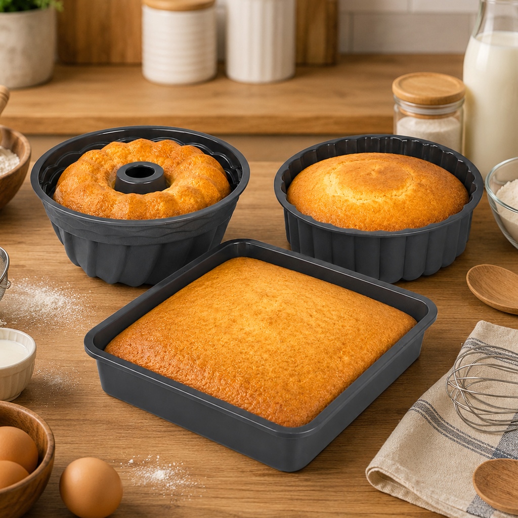 Kit 3 Formas de Silicone para Air Fryer Forno Freezer MIcroondas Assadeira ideal Bolo Pães e Doces