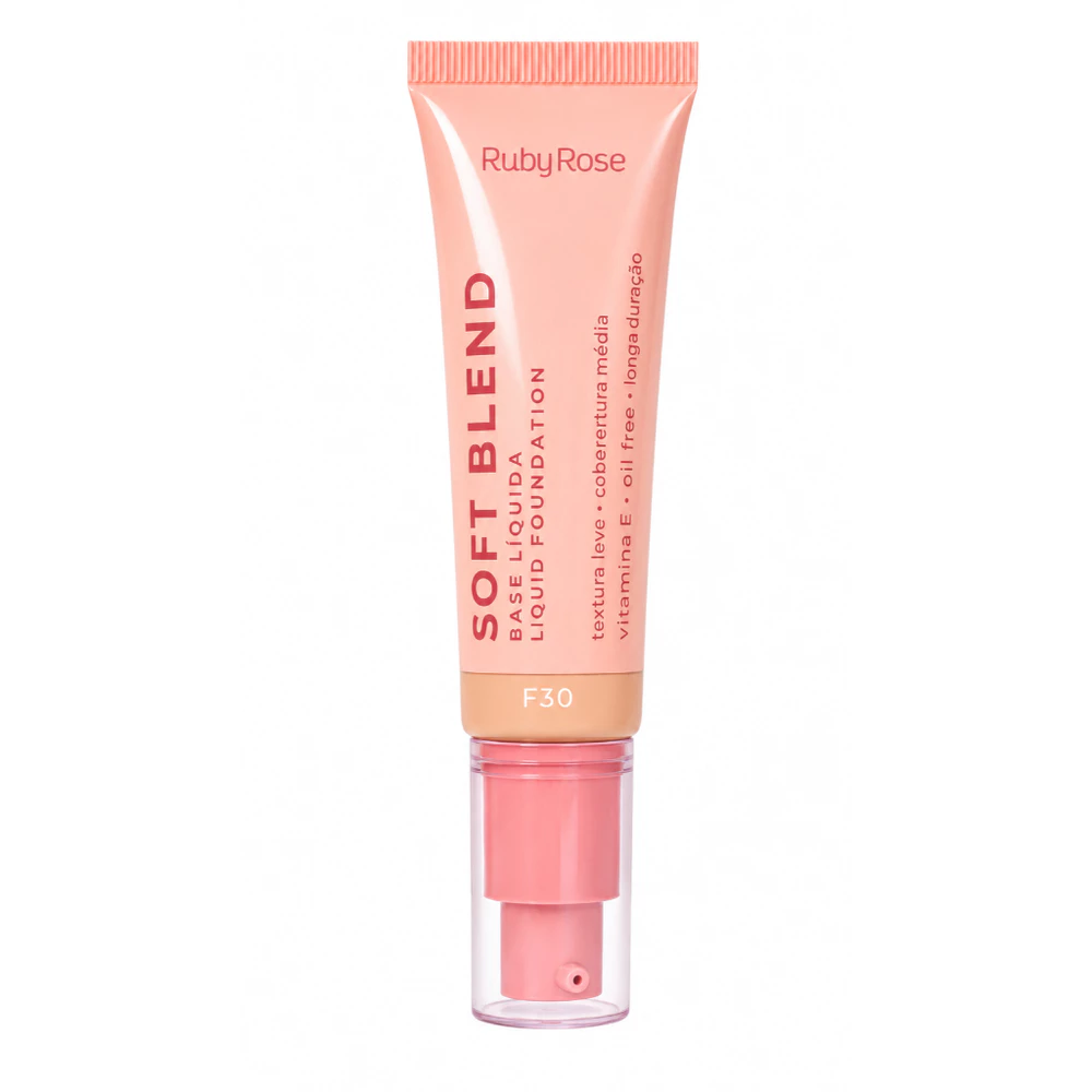 Base Liquida Soft Blend Ruby Rose Efeito Matte Controle Oleosidade Acido Hialuronico Cobertura Media Make