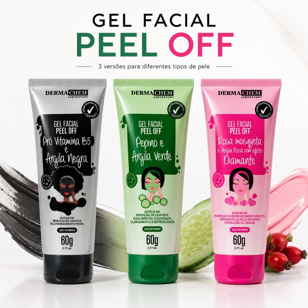 Gel Facial Peel Off Carvão Ativado Dermachem - 60g