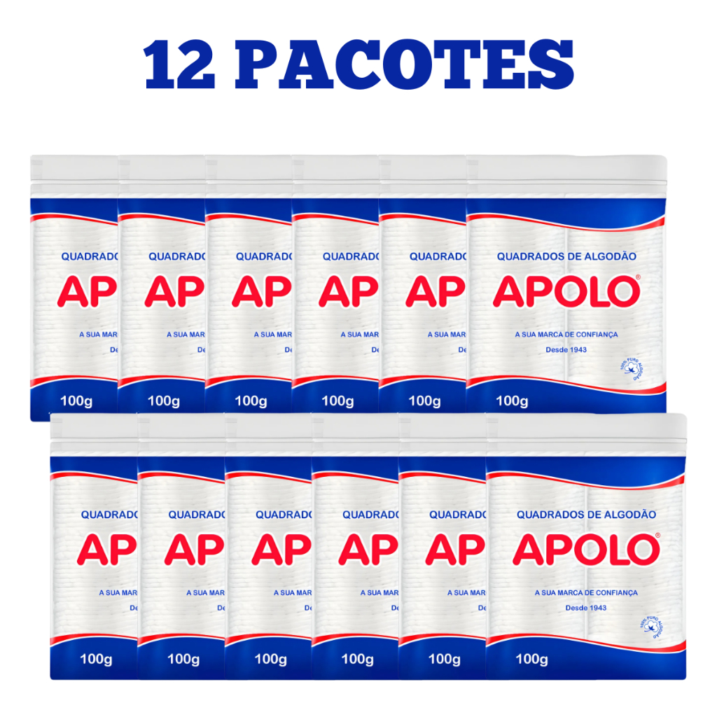 Kit de Algodão Apolo Quadrado Dupla Face 100 Unidades Puro Macio Absorventes gramas