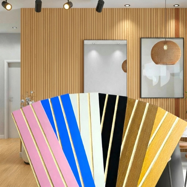 Kit 20 Placas Painel Ripado MDF Parede 3D Autocolante Decorativo - Entrega Rápida