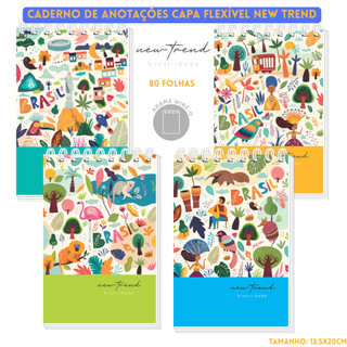 Caderno de Anotações Espiral Alto Wire-o Capa Flexivel New Trend Brasilidade 3B Cadernos