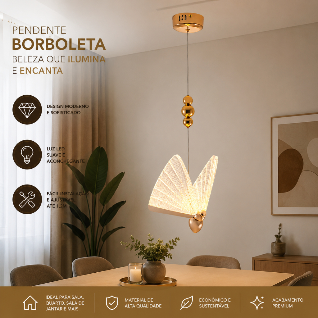 Lustre Pendente Nitrolux NTL-002 Rose Gold Led Bivolt 3000K - Branco Quente