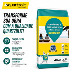 Argamassa Piso Sobre Piso e Porcelanato Externa Branco e Cinza 20 Kg - Quartzolit