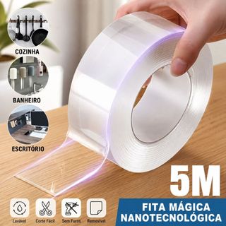 Fita Dupla Face Extra Forte Transparente NanoGel Silicone Adesiva Cola na Parede Móvel Po…