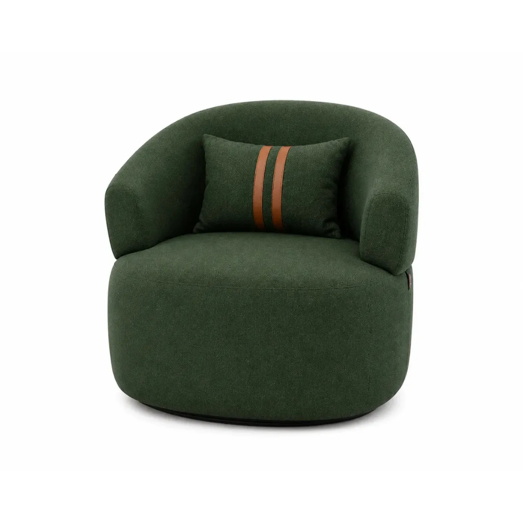 Poltrona Decorativa Bélgica Moderna Verde Escuro Linho Premium Com Almofada - Dorti Estofados