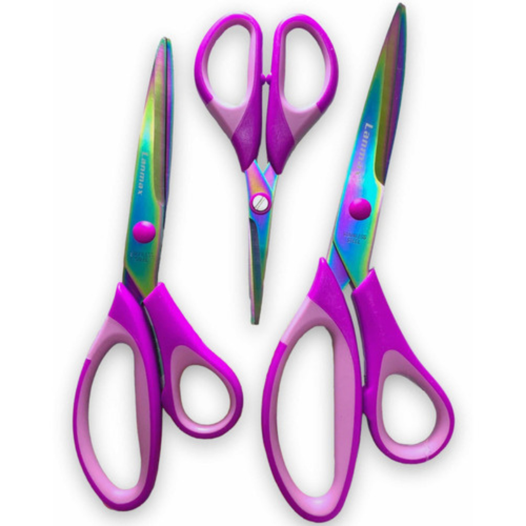 Kit 3 Tesouras Profissionais de Titânio  8.5" 7" 5.5" Corte Costura