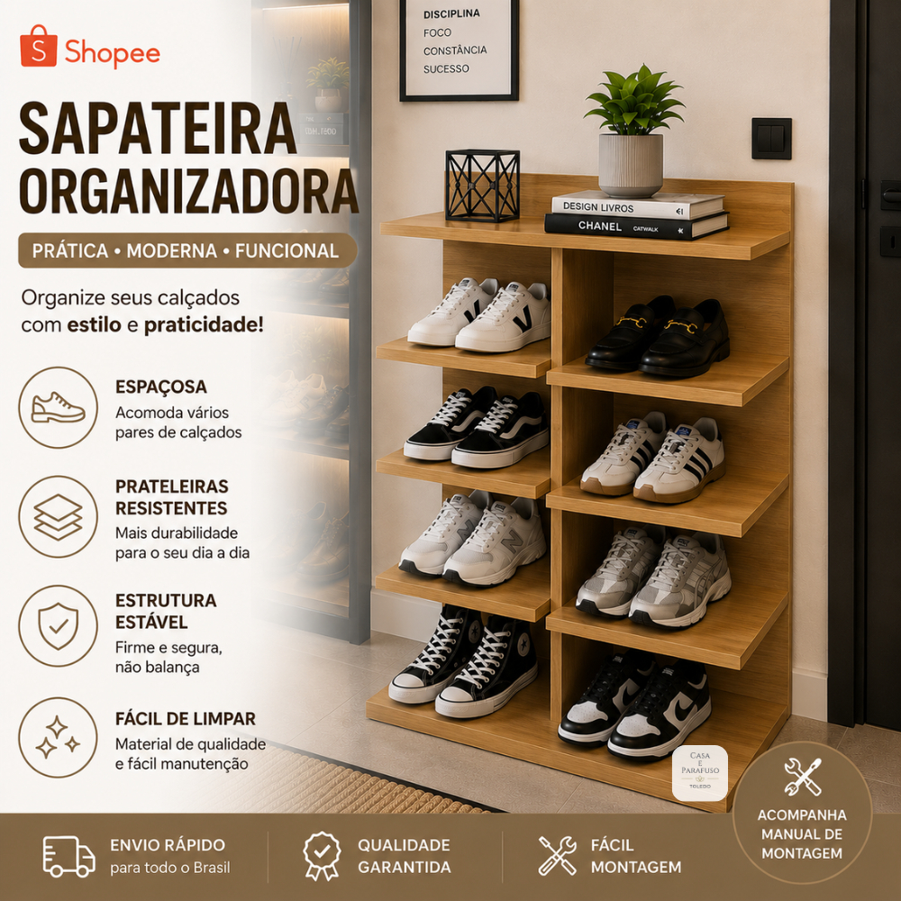 Sapateira Multifuncional Organizador livros  Calçados – 109