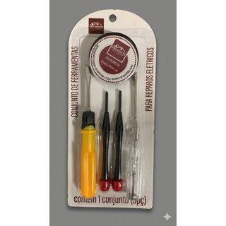 Kit Ferramentas para Reparos Elétricos 5 Peças com Chave Teste, Chave Phillips, Precisão e Fita Isolante 3m Top House
