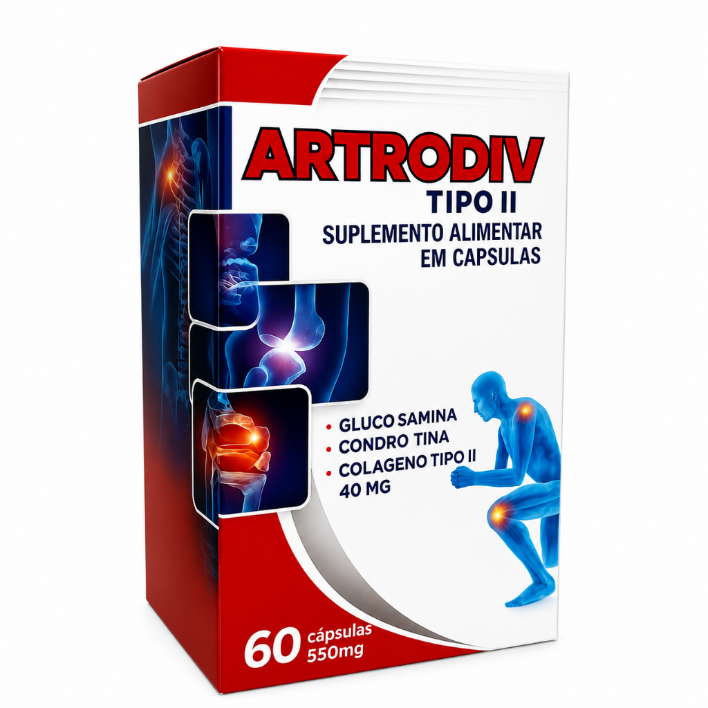 Artrodiv Tipo II Colágeno Tipo 2 Glucosamina Condroitina 60 Cápsulas