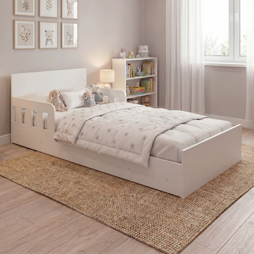 Cama Infantil Criança Berço Montessoriana Unisex Branco Azul Rosa