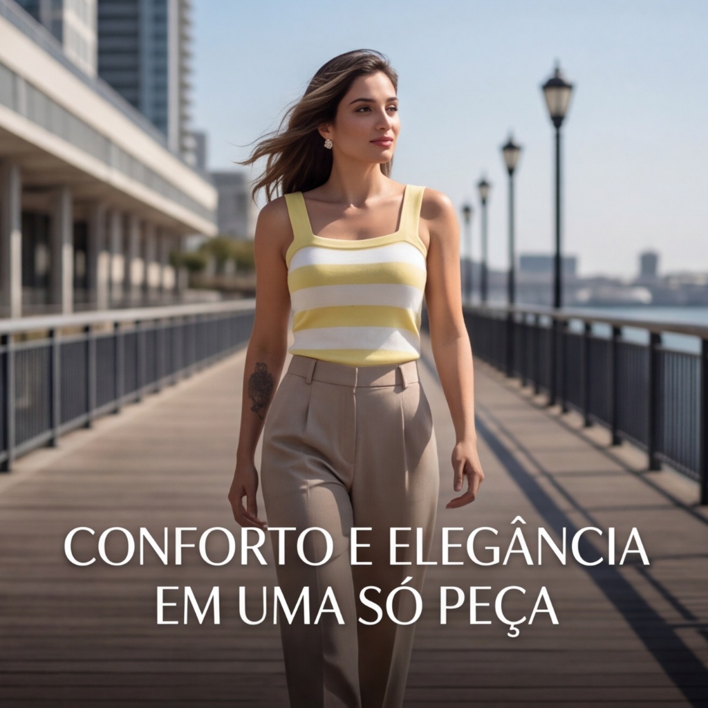 Blusa Regata Tricot Modal Premium Listrada com Alças Largas Sofisticada de Verão Elegante