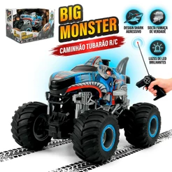 Carrinho Controle Remoto Monster Truck 4x4 Solta Fumaça LED Recarregável Off Road Brinquedo Infantil Polibrinq