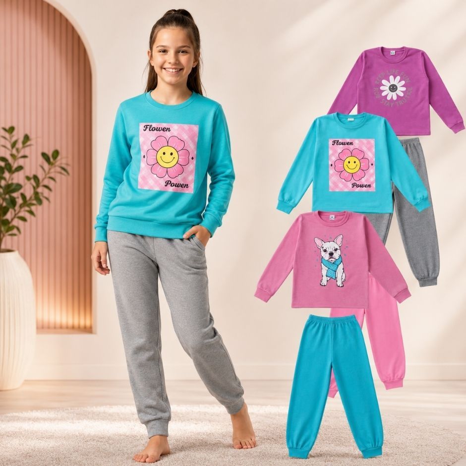 Kit 2 Peças Moletom Menina Infantil Conjunto Feminino Inverno Roupa De Frio Tamanho 1 Ao 14 Anos