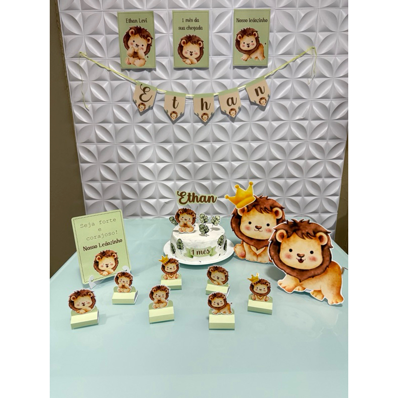kit bolinho personalizado para aniversário e mesversário tema leão/tema leãozinho - kit festa lembrancinha personalizada