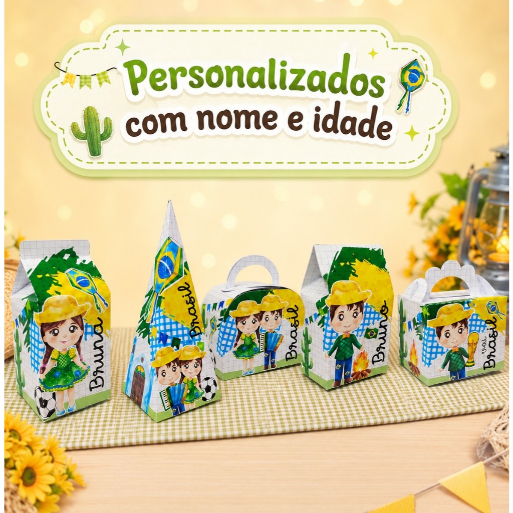 PEGUE E MONTE/Personalizados FESTA JUNINA/Lembrancinha Arraiá/Kit Caixinha Copa do Mundo/aniversario
