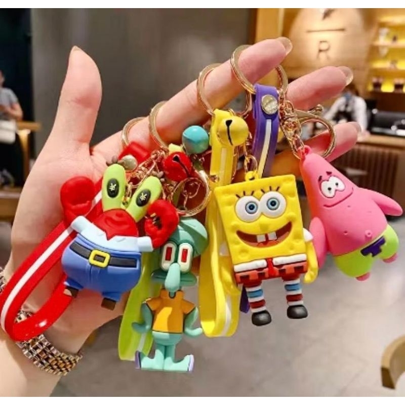 Chaveiro Emborrachado 3D Bob Esponja para Mochilas Bolsas Chaves e Colecionáveis
