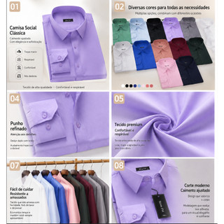 Camisa Social Masculina Respirável – Tecido Leve, Anti Suor, Fácil de Lavar e Secagem Ráp…